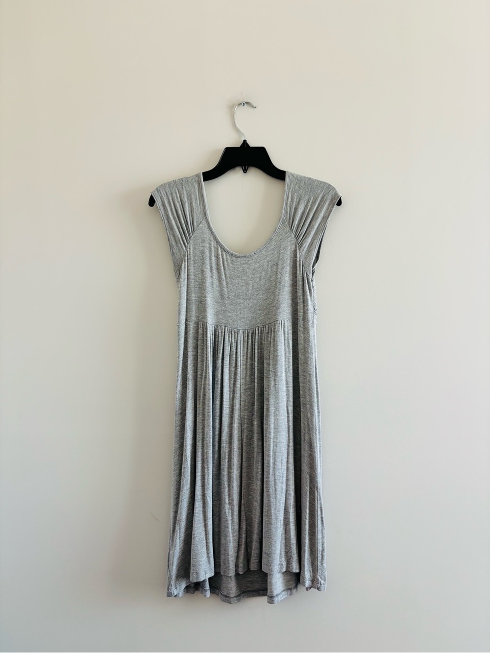 Y2K Soprano Dress Gray Babydoll Empire Waist Scoop Neck Soft Knit M USA Lounge - Picture 2 of 8